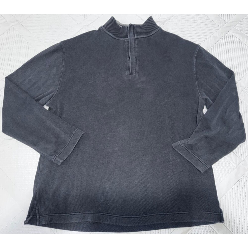 Axcess Quarter Zip Sweater Mens XXL Black Ribbed Pullover Contrast Gray Collar